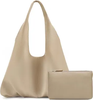 Women's Slouchy Hobo Bag Retro Vegan Leather Shoulder Handbag with Matching Coin Purse