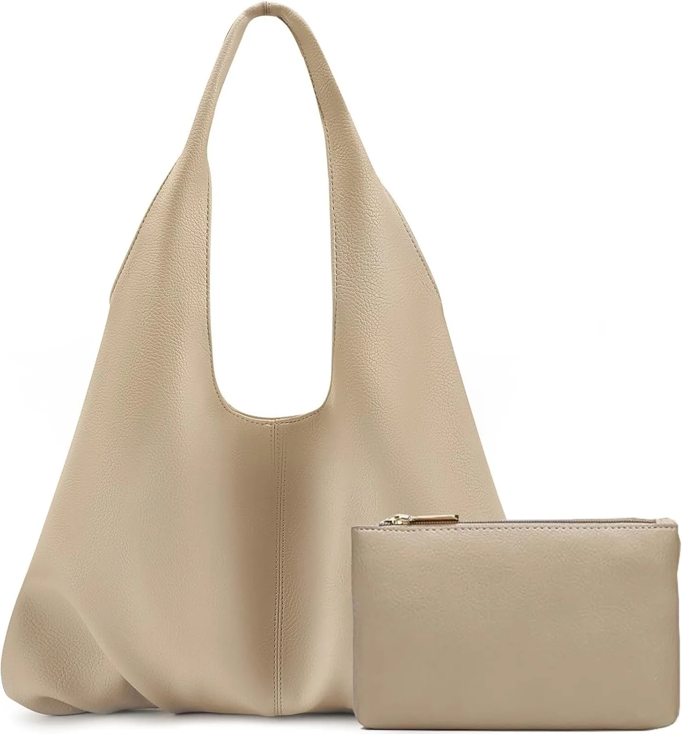 Women's Slouchy Hobo Bag Retro Vegan Leather Shoulder Handbag with Matching Coin Purse