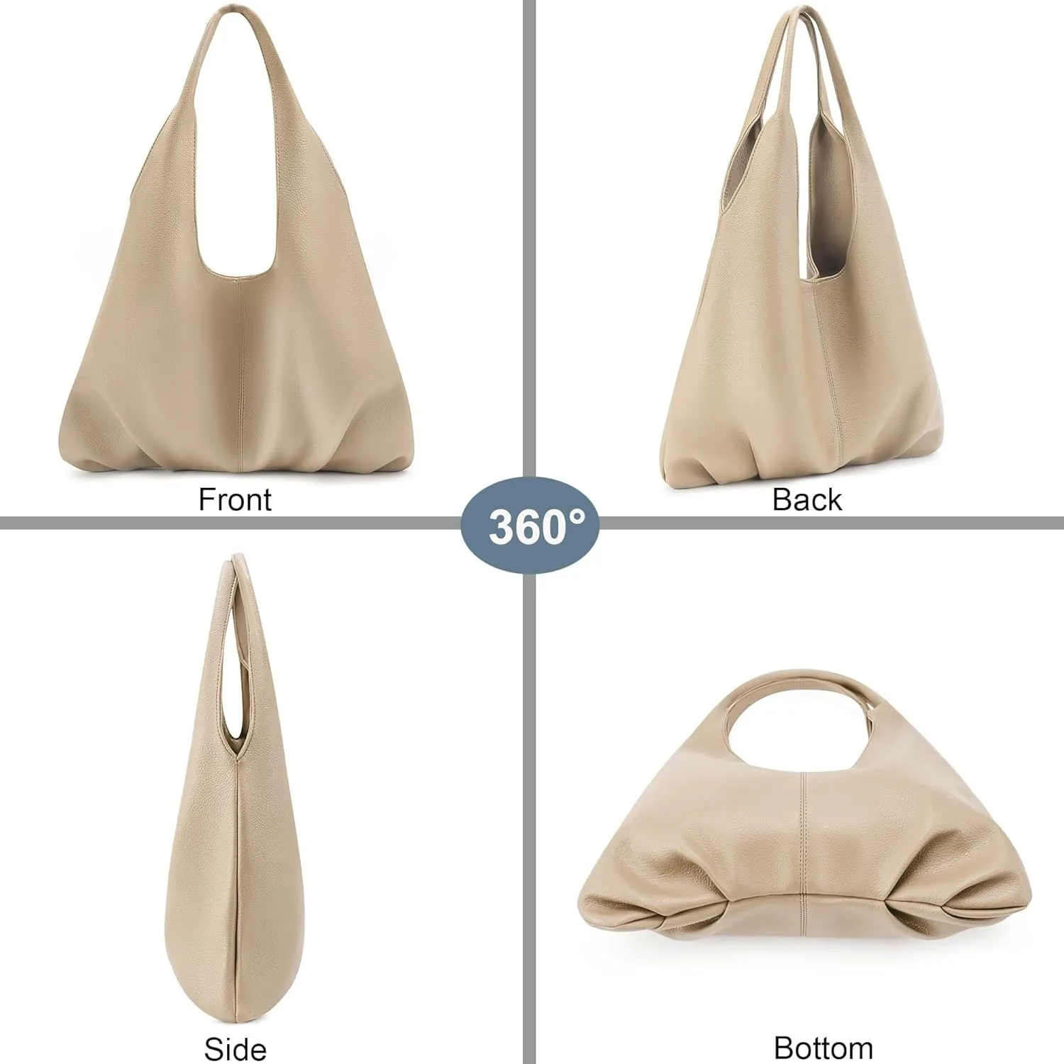 Women's Slouchy Hobo Bag Retro Vegan Leather Shoulder Handbag with Matching Coin Purse