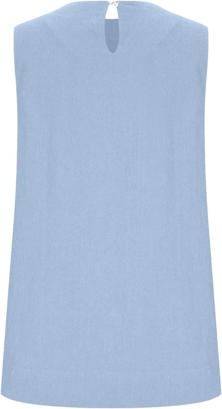 Women's Summer Tank Top Loose Fit Sleeveless Crewneck Shirts Soft Flowy Tunic Tops Beach Vacation Outfits