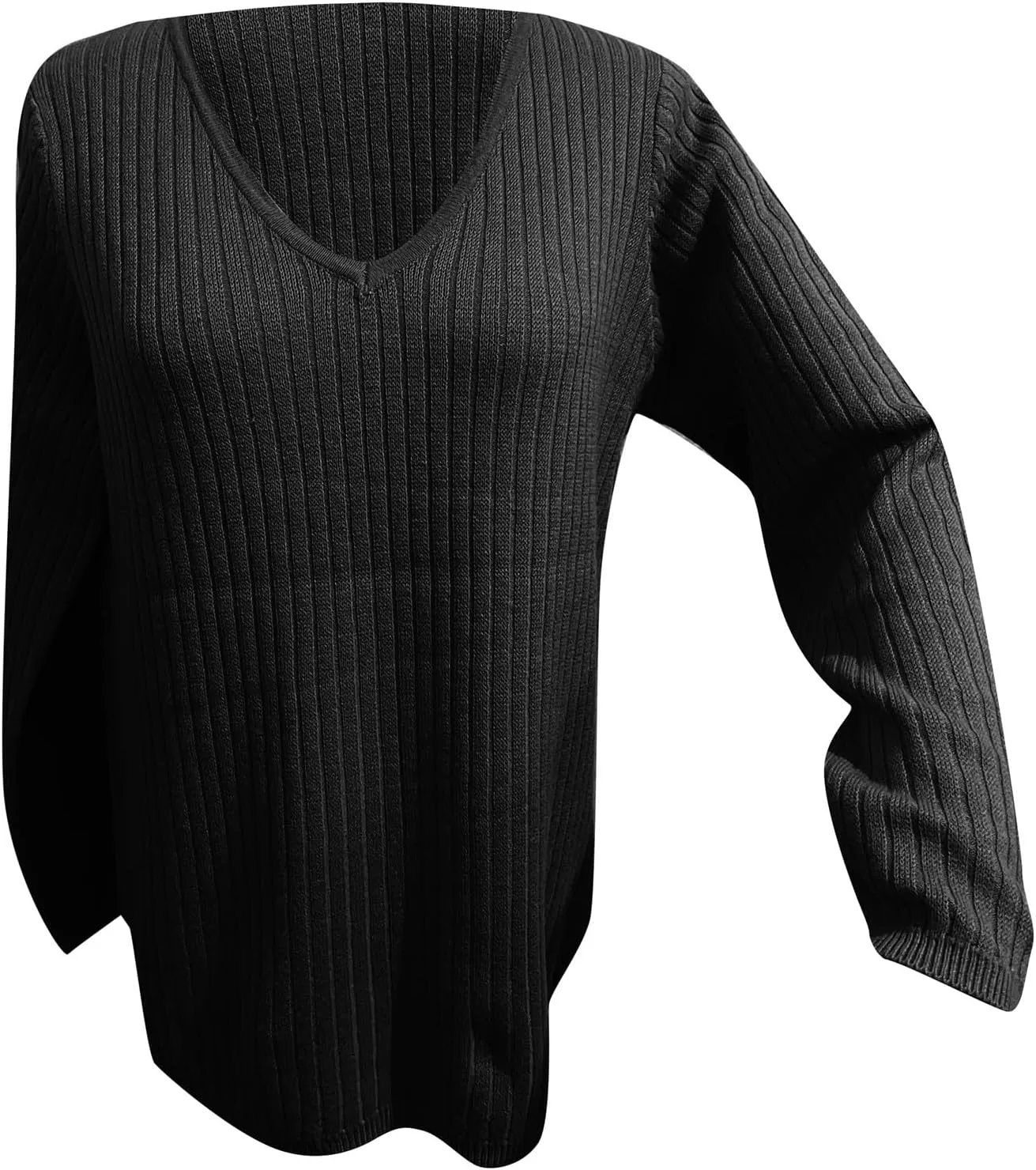 Women's Sweaters 2024 Fall Casual V Neck Solid Color Pullover Sweater Ribbed Slim Fit Basic Clothes Blouses