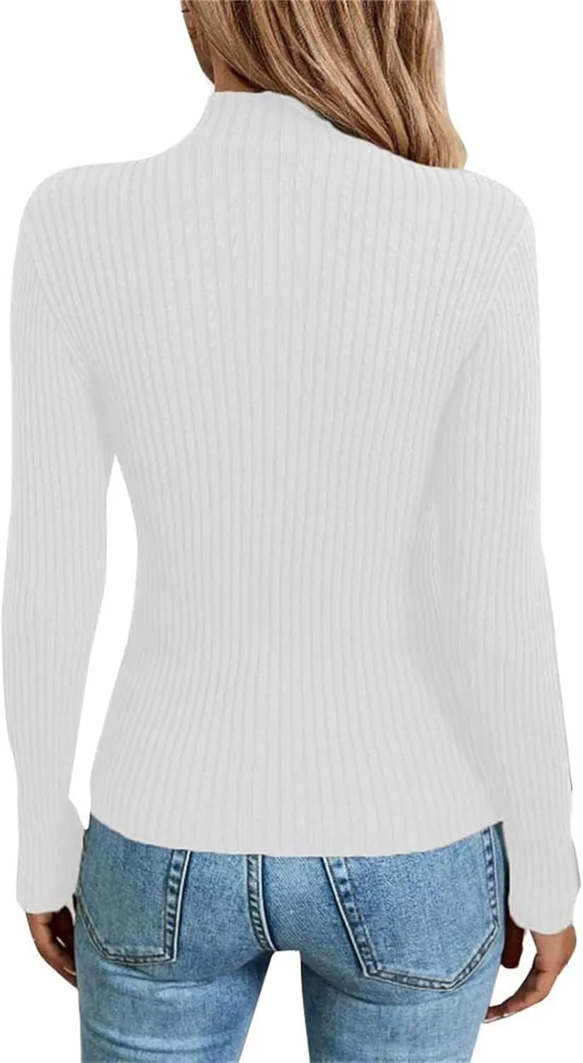 Womens Sweaters Trendy Casual Turtleneck Long Sleeve Shirts Warm Soft Slim Knit Sweater