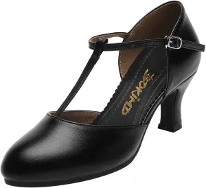 Women's T-Strap Latin Salsa Dance Heels Non-Slip Ballroom Character Shoes Wedding Prom Pumps