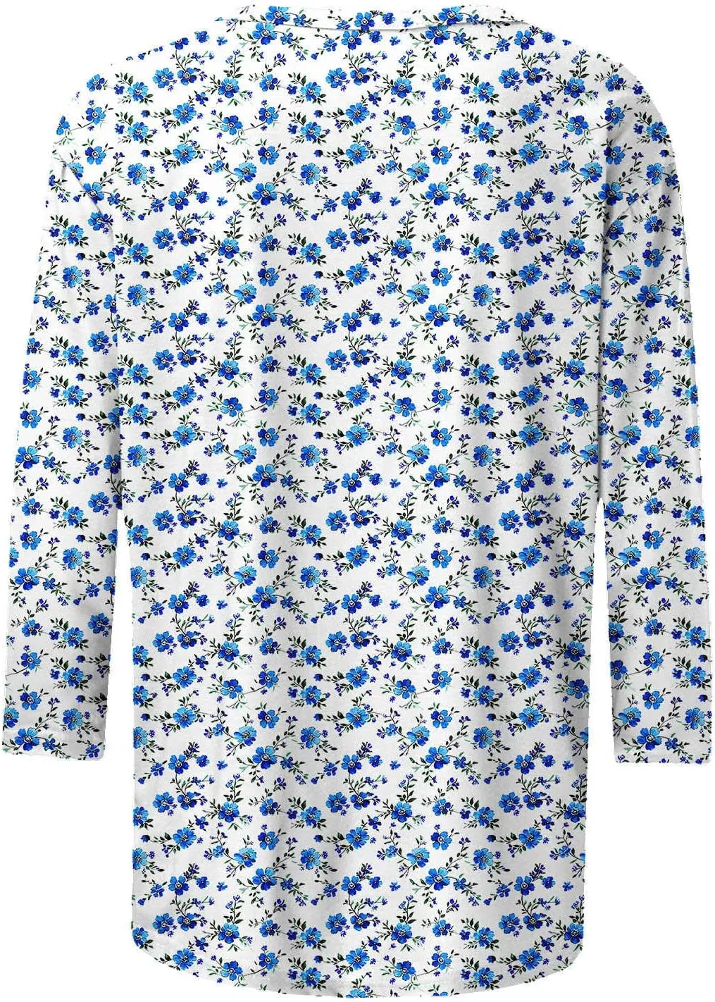 Womens Tops Dressy Casual 3/4 Sleeve Round Neck Shirts Floral Printed Tunic Tee Shirts Cute Loose Fit Blouses Fashion