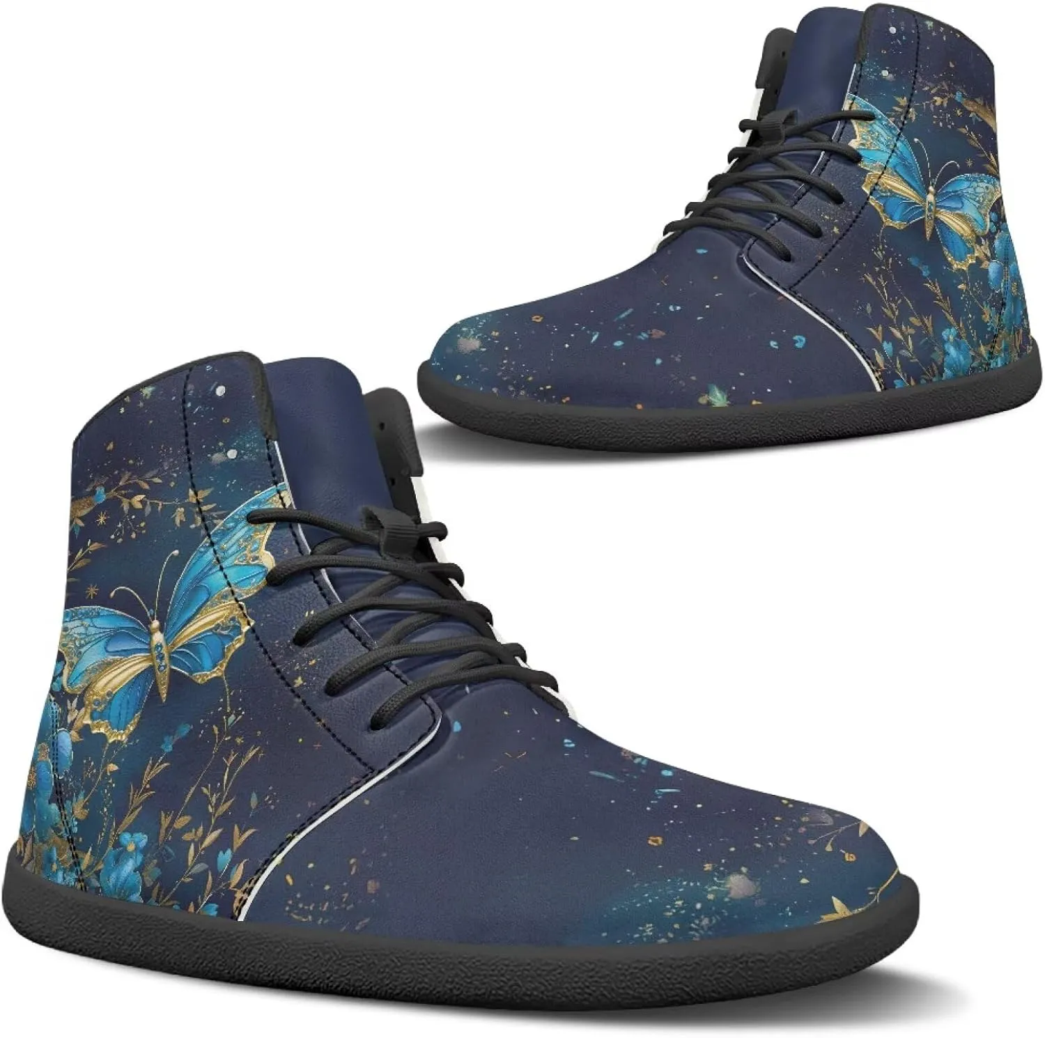 Women's Trail Running Barefoot Shoes Comfortable Zero Drop Sneakers Wide Toe Box PU Leather Casual Shoes SizeUS 6-13.5