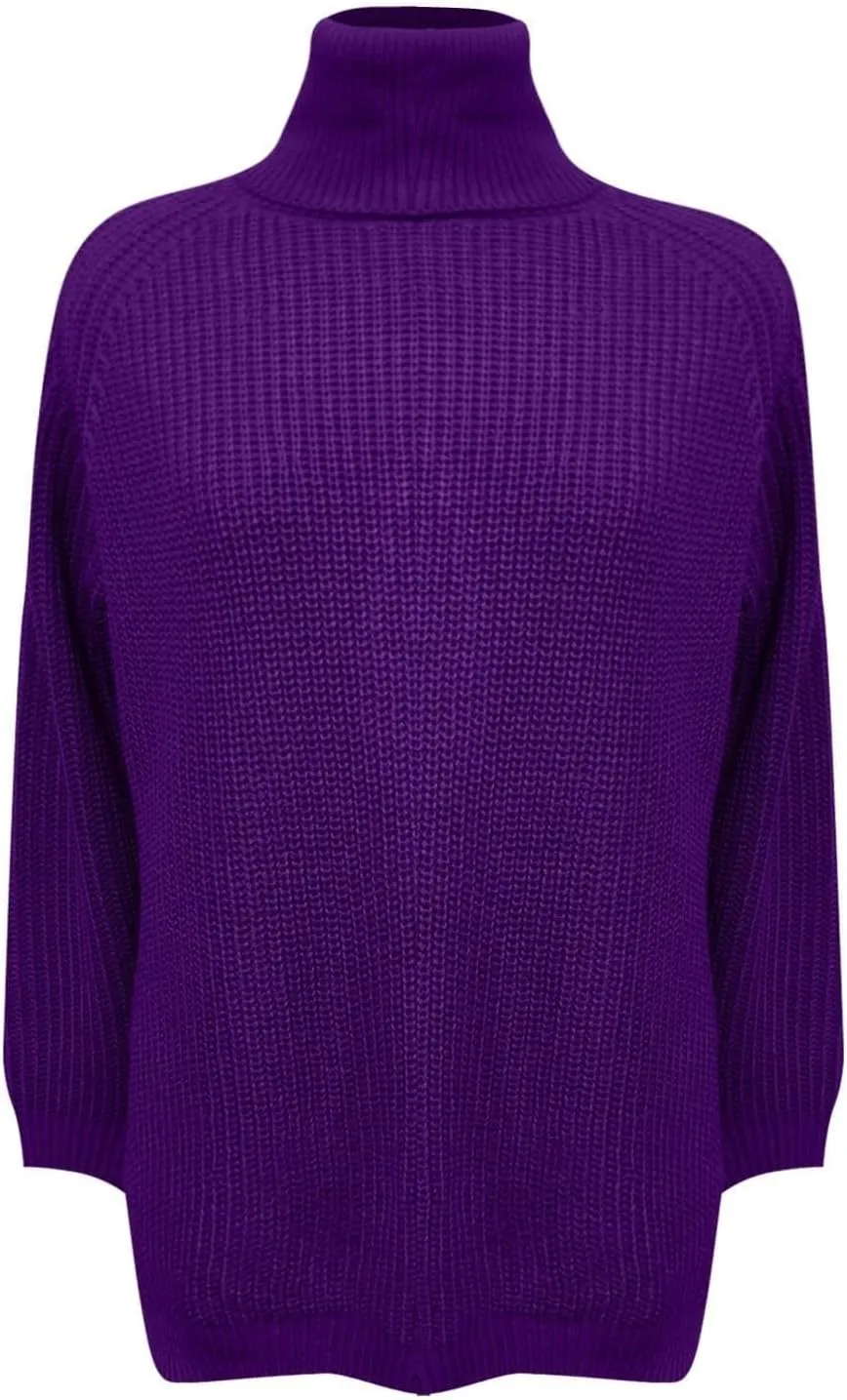 Women's Turtleneck Pullover Sweaters 2024 Slouchy Ribbed Knit Chunky Sweater Fall Winter Soft Classic Tops