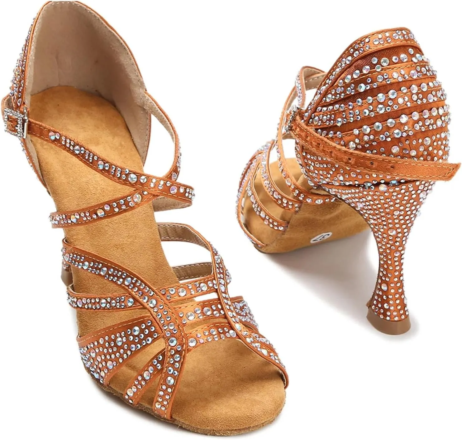 Women's Wedding Dance Sandals - Rhinestone Ballroom Latin High Heels, 5CM/2Inch Heel Height