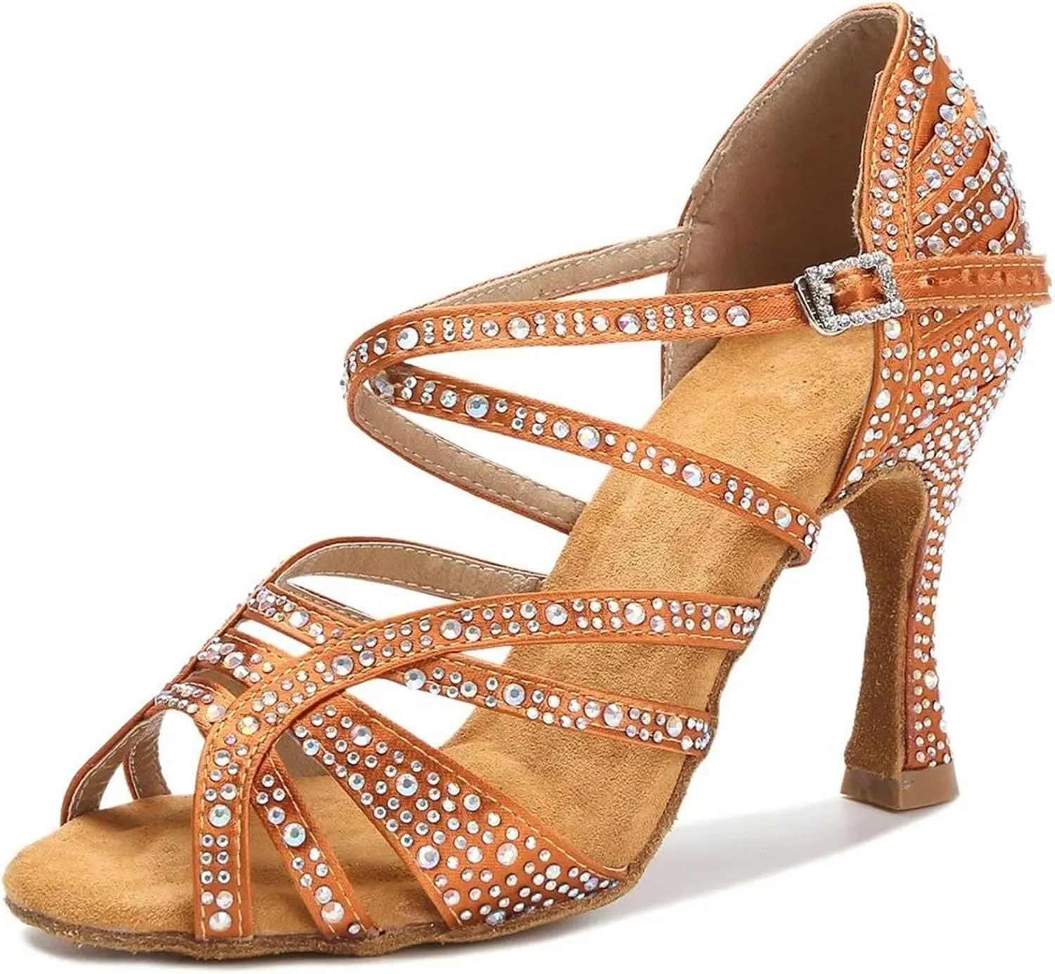 Women's Wedding Dance Sandals - Rhinestone Ballroom Latin High Heels, 5CM/2Inch Heel Height
