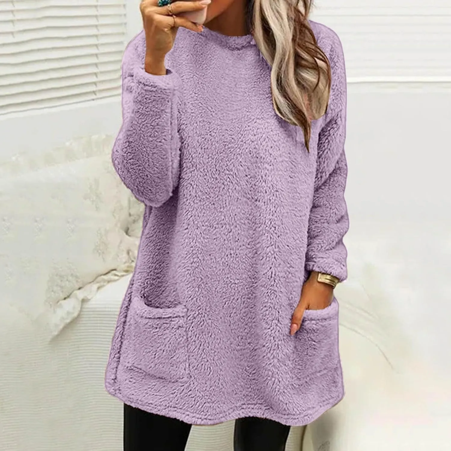 Women's Winter Coats Plus Size Sweaters Cute Clothes with Pockets Warm Sweater Tops Fall Trench Coat for Women 2024