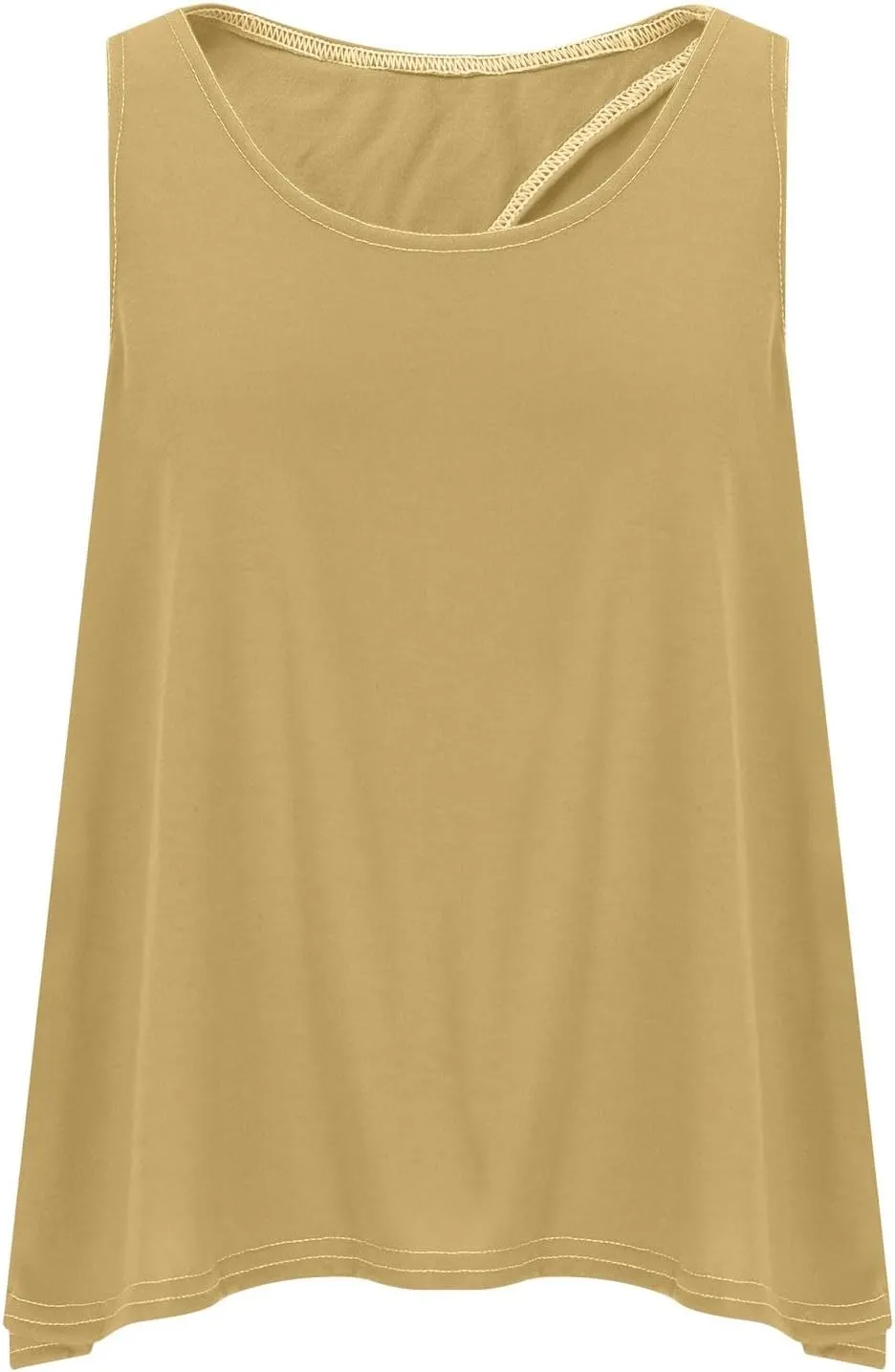 Women's Workout Tank Tops Casual Sleeveless Round Neck Loose Tee Shirt Solid Color Flowy Hem Summer Going Out Vest