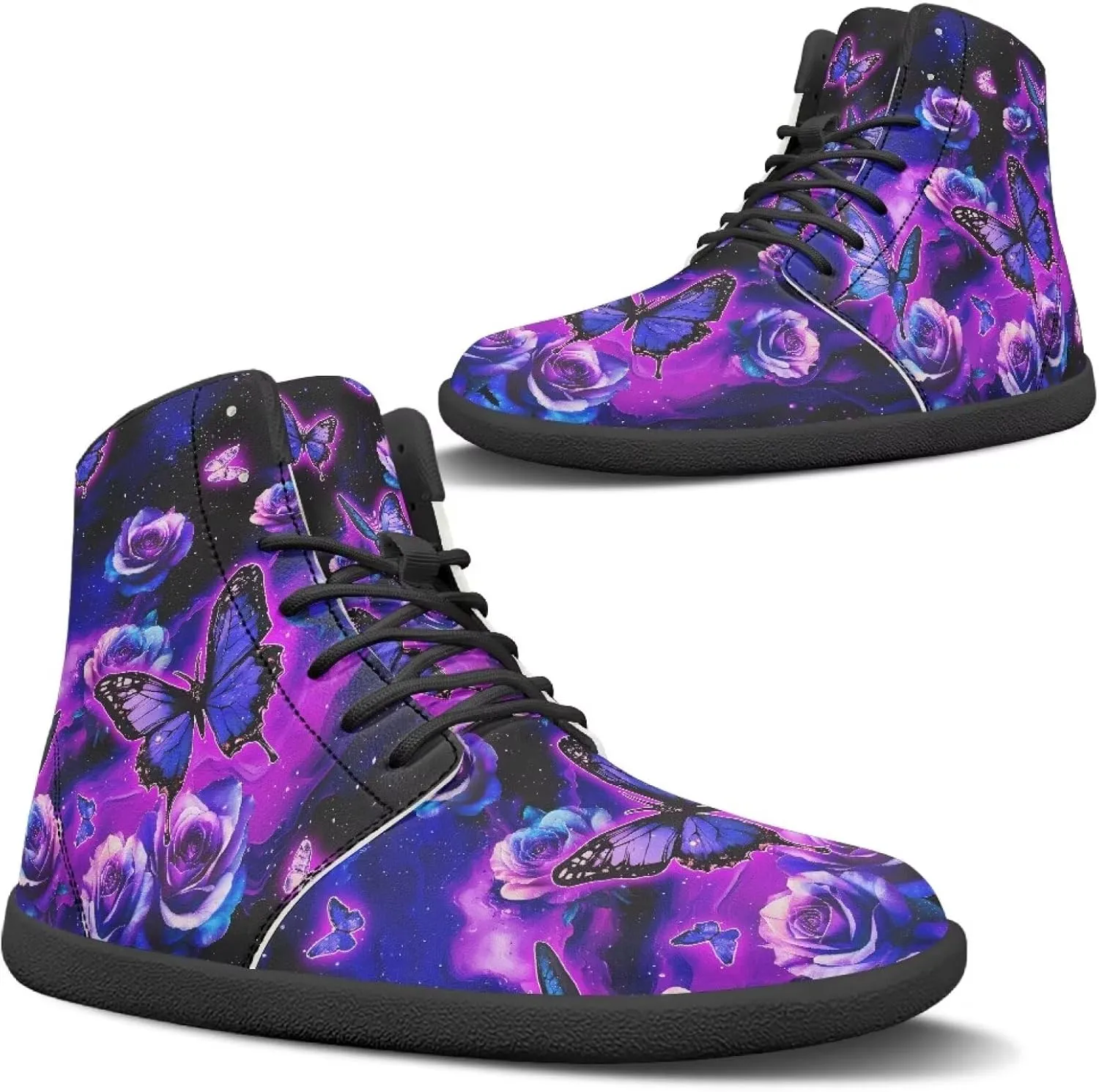 Womens Zero Drop Barefoot Sneakers Wide Toe Box Fashion Comfort Hiking Training Workout Sneakers High Top Athletic Running Beginners Shoes US 6-11.5
