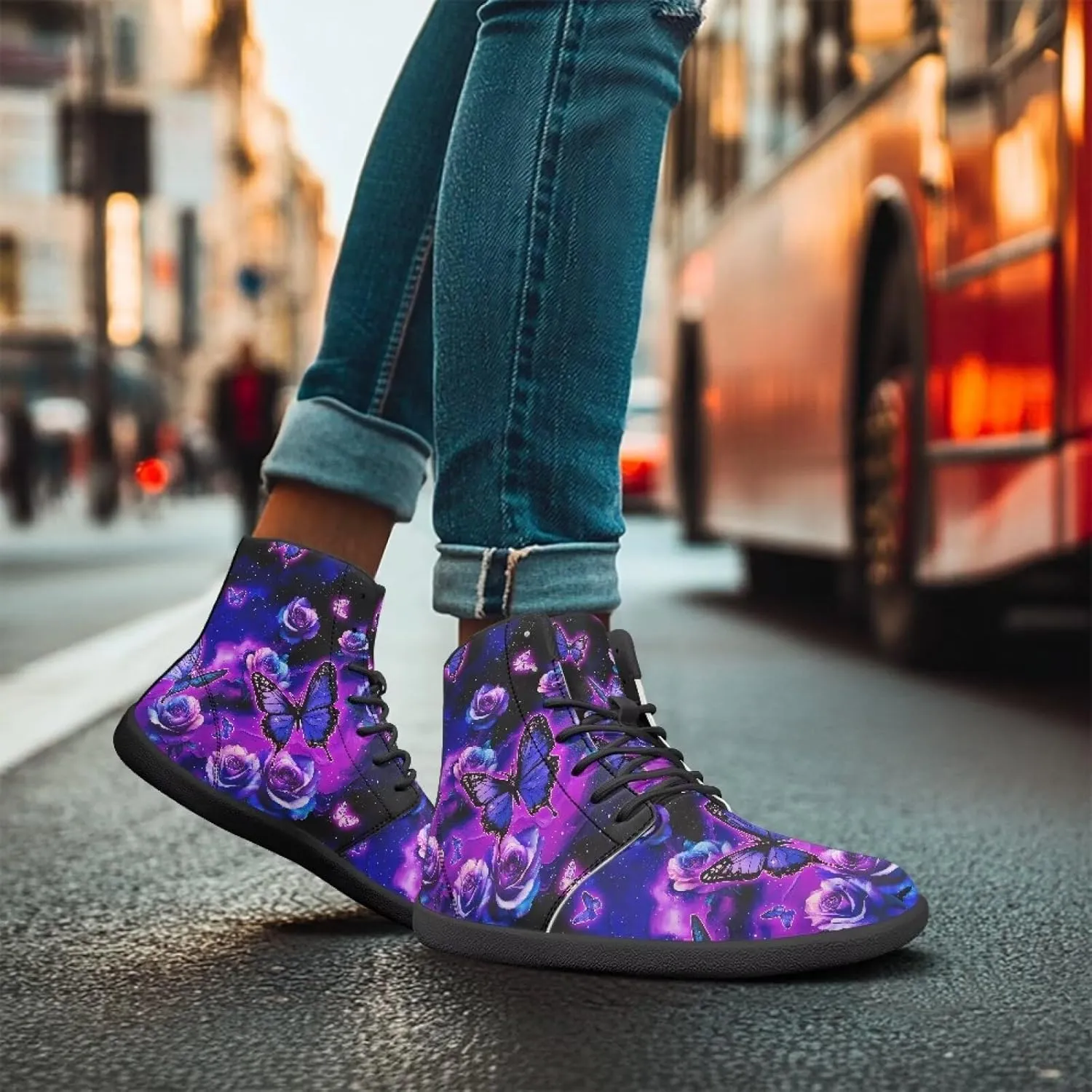Womens Zero Drop Barefoot Sneakers Wide Toe Box Fashion Comfort Hiking Training Workout Sneakers High Top Athletic Running Beginners Shoes US 6-11.5