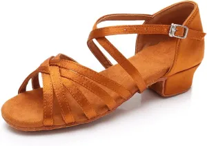 YKXLM Women's Satin Latin Dance Shoes Ballroom Salsa Tango Professional Performance Practice Dancing Shoes, Model WH1202