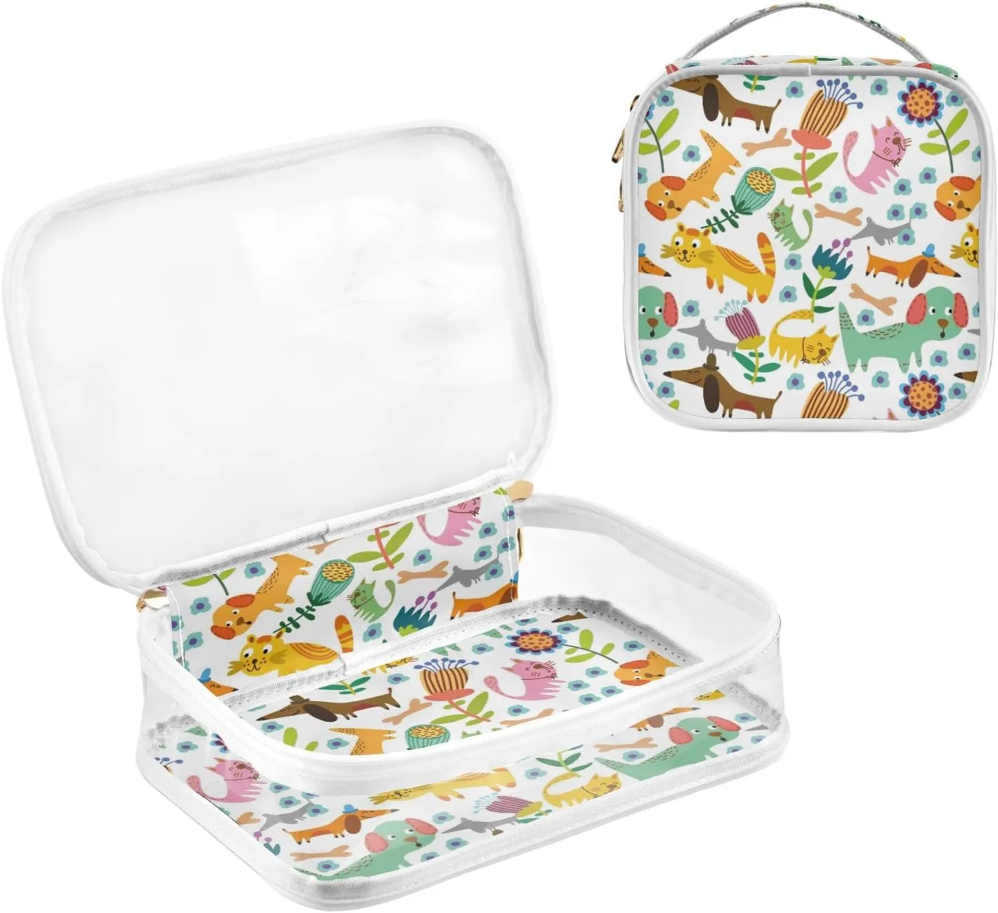 ZZKKO Clear Makeup Bags Funny Animals Dog Childish Travel Toiletry Bag Makeup Pouch Portable Transparent Waterproof Cosmetic Bag with Zipper & Handle for Women Men 2 Pack